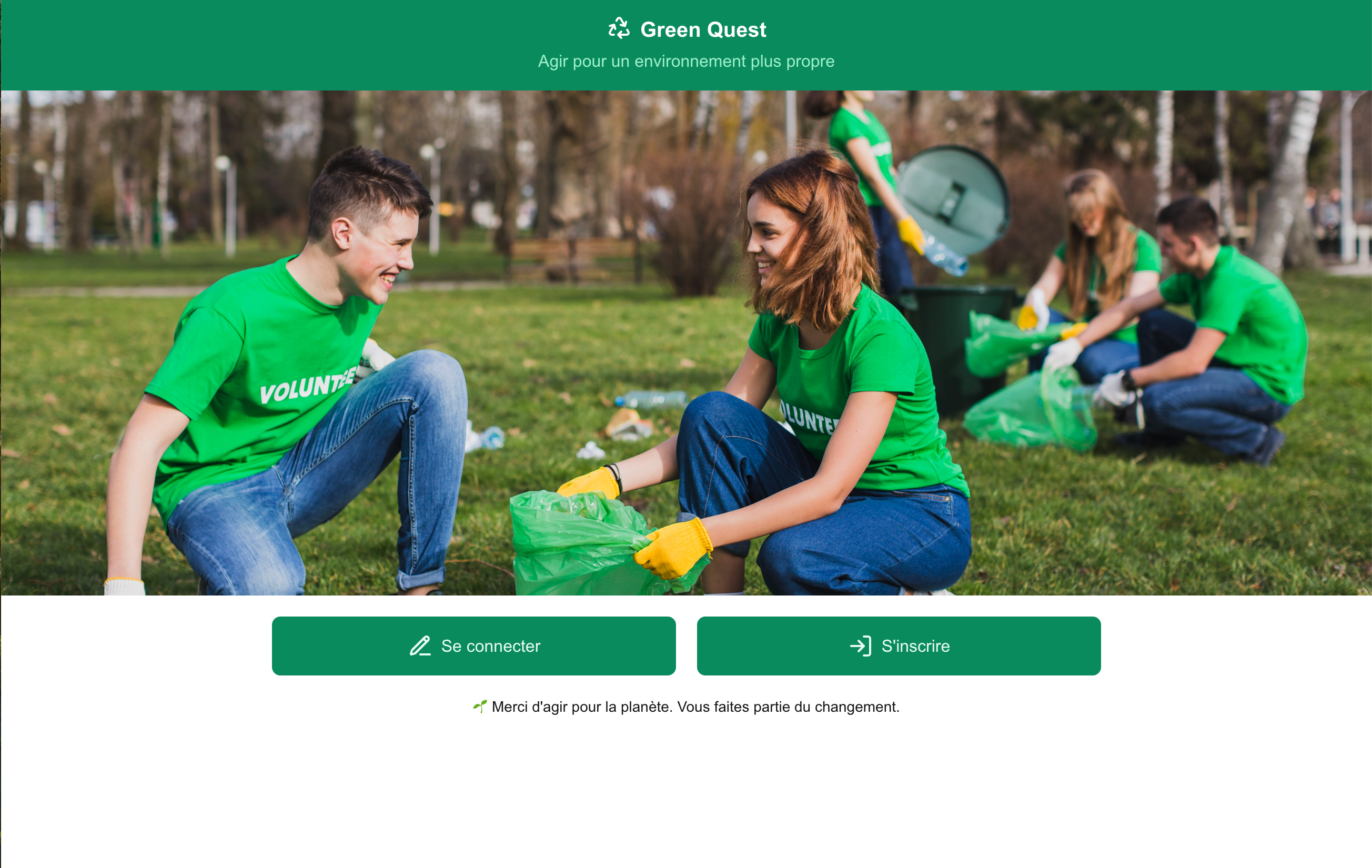 Capture d'écran du projet Green Quest
